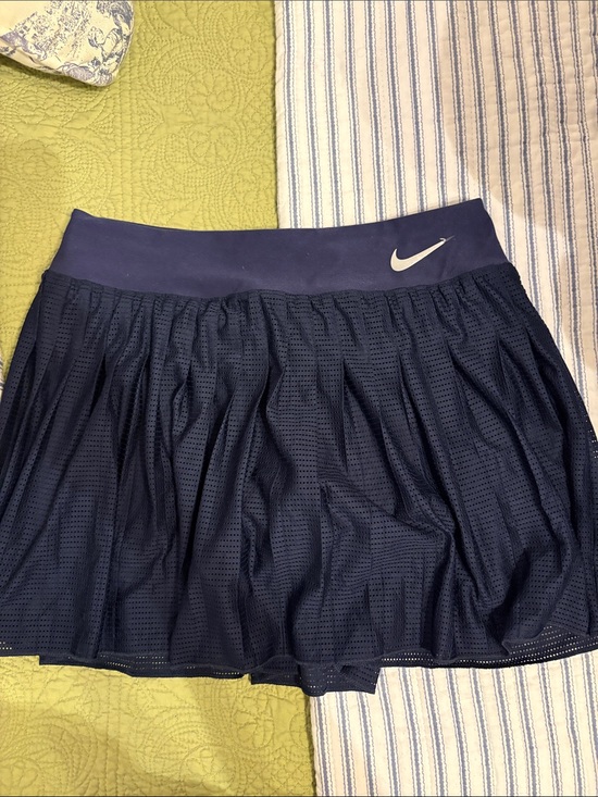 Nike Dresses & Skirts - Nike Navy Blue Mesh Skater Skirt with White Swoosh